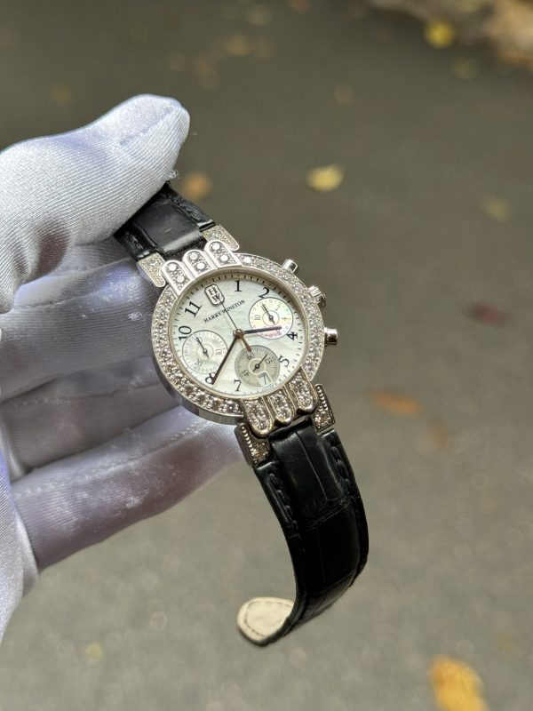Harry Winston Premier Ladies Chronograph with Diamond Bezel White Gold on Strap with MOP Dial 200/UCQ32WL.MD/D3.1