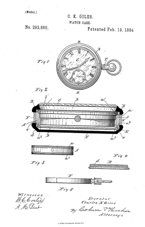 Hình ảnh mẫu đồng hồ bỏ túi được đăng kí bản quyền công nghệ kháng từ năm 1884