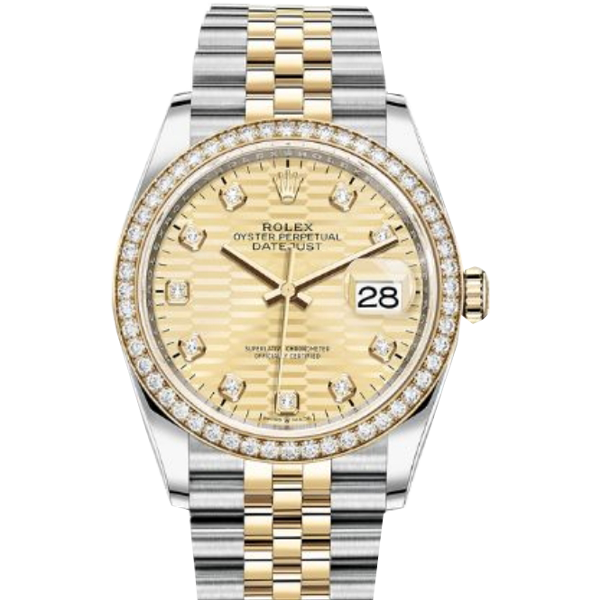 Rolex Datejust 36mm 126283Rbr Diamonds Mặt Số Họa Tiết Gấp Nếp