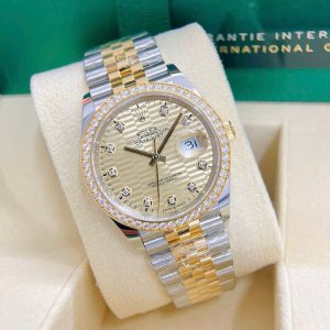 Rolex Datejust 36mm 126283Rbr Diamonds Mặt Số Họa Tiết Gấp Nếp