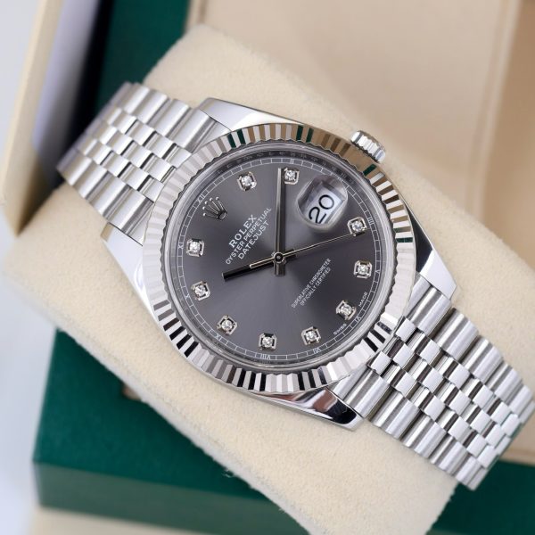 Rolex 126334 Rhodium Cọc kim cương Dây Jubilee