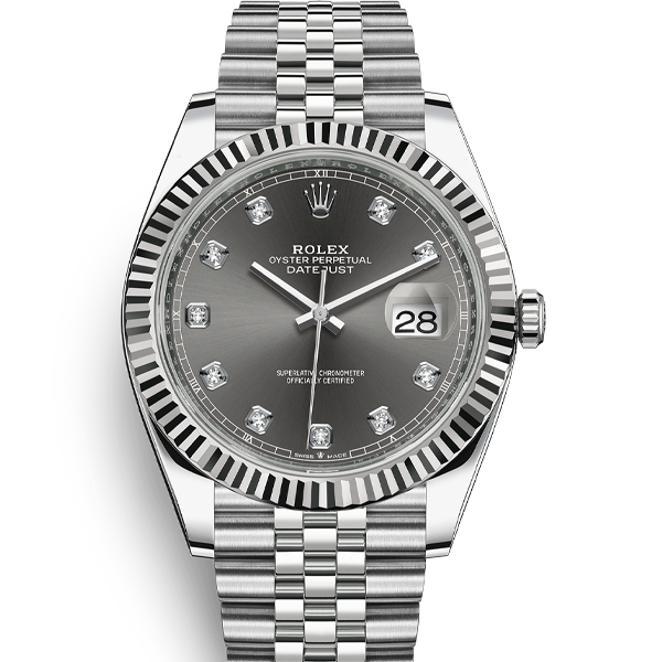 Rolex 126334 Rhodium Cọc kim cương Dây Jubilee